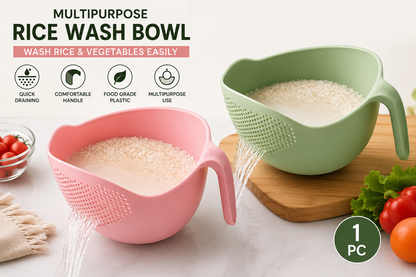 Multipurpose Rice Washing Bowl with Handle
