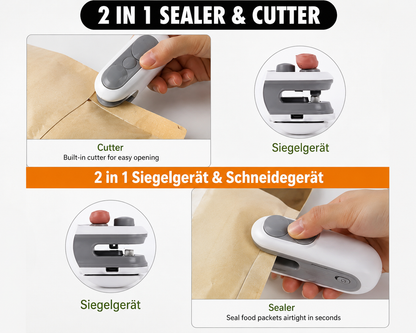 Portable Mini Bag Sealing Machine USB Rechargeable with Cutter