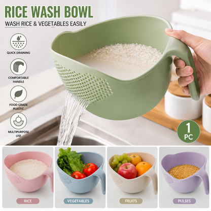 Multipurpose Rice Washing Bowl with Handle